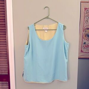 Vintage Silk Reversible Green and Blue Sleeveless Top 90s Y2k